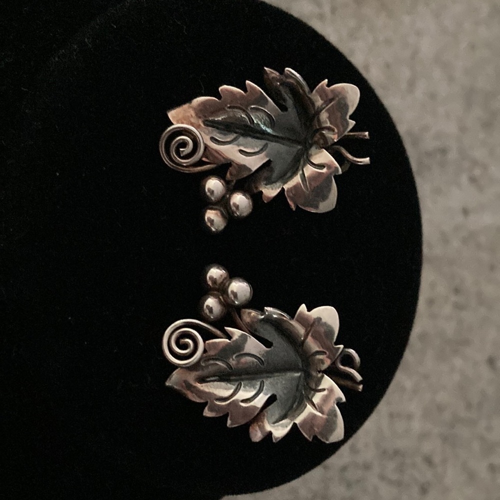 Sterling Silver post leaf earrings